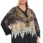 Tunika s V-výstrihom, animal vzorom a zlatými ornamentmi