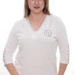 Dámsky top s V-výstrihom a ozdobnými detailmi