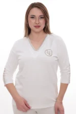 Dámsky top s V-výstrihom a ozdobnými detailmi