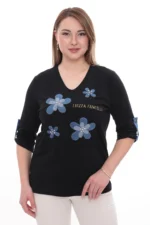 Dámske tričko V-Style s ozdobným lemovaním a 3/4 rukávom