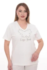 Dámske tričko s V-výstrihom a jemným zdobením