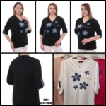 Dámske tričko V-Style s ozdobným lemovaním a 3/4 rukávom – Obrázok 2