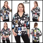 Dámska tunika s geometrickým vzorom a V-výstrihom