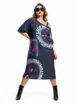 Oversized dámske šaty s modernou potlačou – Obrázok 3