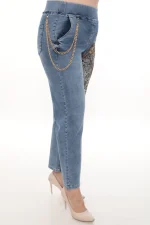 Dámske rifľové nohavice Leopard Style – Obrázok 3