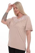 Elegantné dámske tričko s čipkou a lesklými detailmi – Obrázok 6