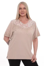 Elegantné dámske tričko s čipkou a lesklými detailmi – Obrázok 7