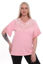 Elegantné dámske tričko s čipkou a lesklými detailmi – Obrázok 11