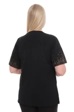 Elegantné dámske tričko s čipkou a lesklými detailmi – Obrázok 16