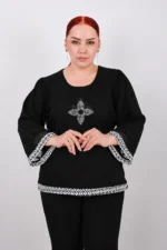 Dámska elegantná blúzka s 3/4 rukávmi a ozdobnou aplikáciou – Obrázok 4