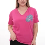 Dámske tričko s kvetinovou aplikáciou a perlami