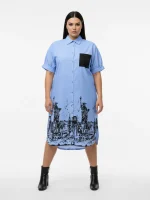 Košeľové šaty Urban Sketch s umeleckou potlačou – Obrázok 5