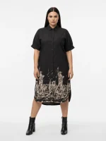 Košeľové šaty Urban Sketch s umeleckou potlačou – Obrázok 4